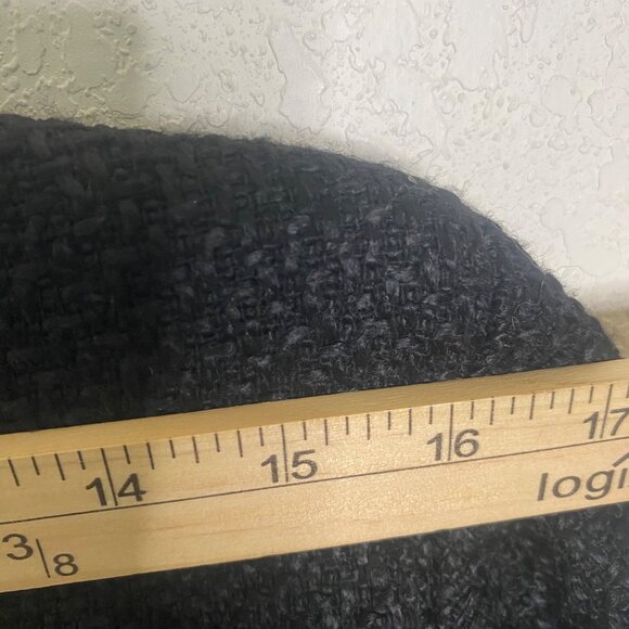 Venus Open Front Long Blazer Jacket Womens‎ Size 12 Black Tweed Fringed Lined - Picture 11 of 15